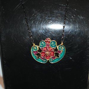 Vintage Beautiful Jools Necklace Enameled Multi Colored Floral New 1980s - 90s